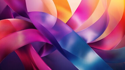 40.A creative World Cancer Day 2024 poster with layered ribbons forming a symbolic bridge, representing unity, and the event date highlighted beneath in elegant lettering.