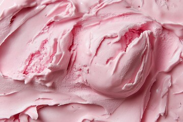Close-up of creamy pink strawberry ice cream texture