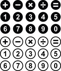 Set of Simple numeric numbers and math symbol of plus, multiply, minus, division, add, subtraction, mathematic signs