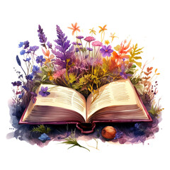 open book with flower