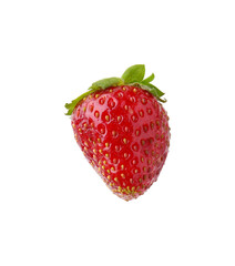 One whole ripe strawberry isolated on white
