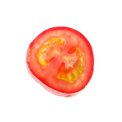 Slice of ripe tomato isolated on white