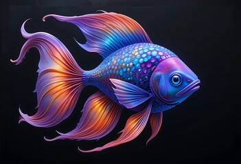 Fototapeta premium Vibrant iridescent fish with flowing fins and scales