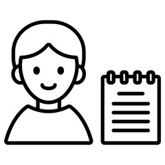 메모 수첩과 남자 아이콘