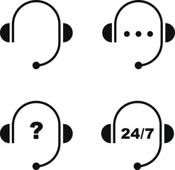 Set of 24 hours Customer service icon collection. Customer support, call center and technical support symbol. Vector Illustration.