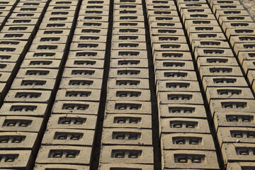 manufacturing mud bricks from clay dated 05-01-2025 Bricks are arranged to dry up in the sunlight at the brick production land. Punjab, Adobe bricks made of mud in Peruvian Andes. Material for house