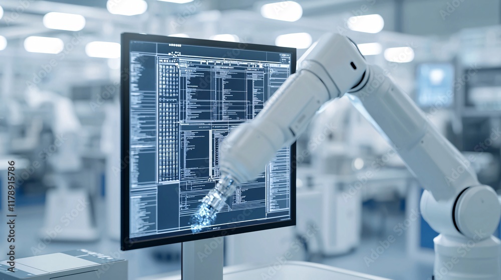 Poster ai system displaying product flaws in real-time on a screen, ai quality assurance, automated defect 