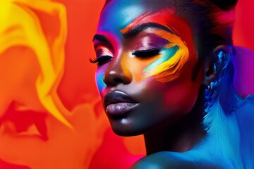 68 artistic gradient makeup blending multiple vibrant colors on