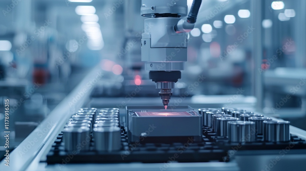 Poster automated assembly line with sensors performing real-time quality checks, sensor-based qc, high-spee