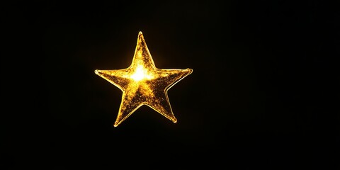 A bright golden star shines against a dark background, creating a warm and inviting glow.