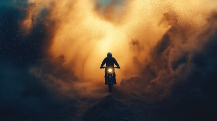 Fototapeta premium Solitary figure navigating through swirling dust