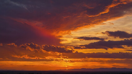 Dynamic Brushstrokes of Sunset Colors in Warm Orange, Fiery Red, and Radiant Purple, Blended Creatively on a Clean White Surface, AI-generated