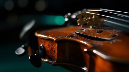 Close-up View of a Dusty Violin, Exquisite Detail and Rich Color
