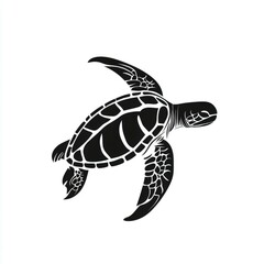 Fototapeta premium Sea Turtle Silhouette: Elegant Black and White Ocean Wildlife Vector Graphic