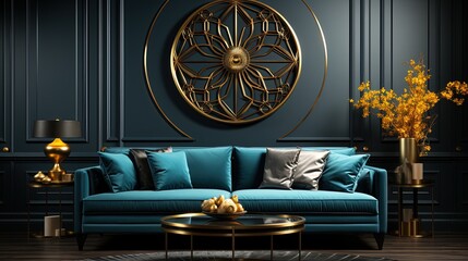 Luxurious Living Room Decor Featuring Greek Mythology Elements