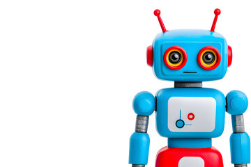 Vintage classic toy robot, isolated on white background