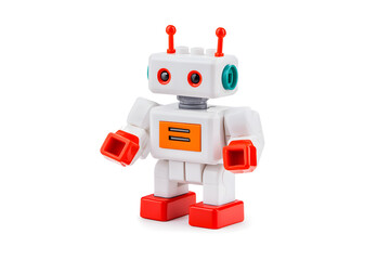 Fototapeta premium Vintage classic toy robot, isolated on white background