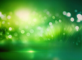 Obraz premium Luminous green bokeh background, suggesting a vibrant, natural scene. Soft light and blurred elements create a dreamy, tranquil atmosphere.