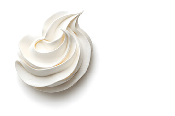 Whipped cream or meringue on white background. Meringue swirls, realistic bakery mousse