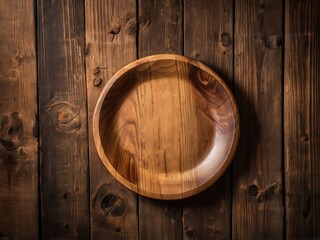 Rustic wooden plate as natural background for food and product photography in stock image
