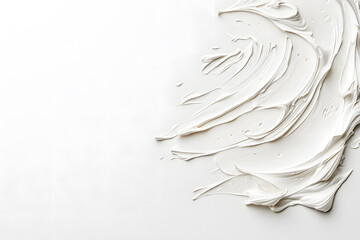 Whipped cream or meringue on white background. Meringue swirls, realistic bakery mousse