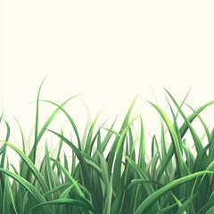 Naklejka premium Close-up of vibrant green grass blades on a white background, perfect for nature-themed designs and backgrounds.