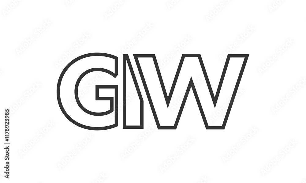 Fototapete giw logo design template with strong and modern bold text. initial based vector logotype featuring s