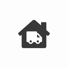 Moving truck delivery home icon vector sign