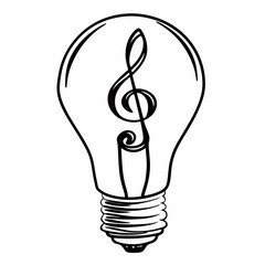 light bulb icon, light bulb with a music key inside