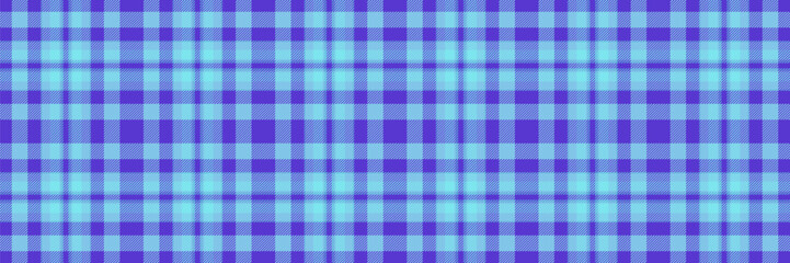 Business check textile plaid, fur fabric seamless tartan. Spring vector background pattern texture in cyan and indigo colors.