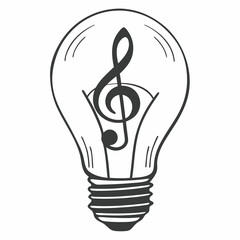 light bulb icon, light bulb with a music key inside