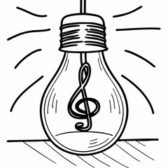 light bulb icon, light bulb with a music key inside