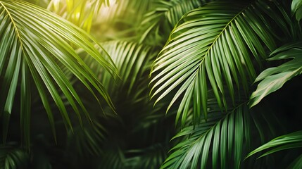 lush green palm leaves tropical background - tropical/jungle themes.