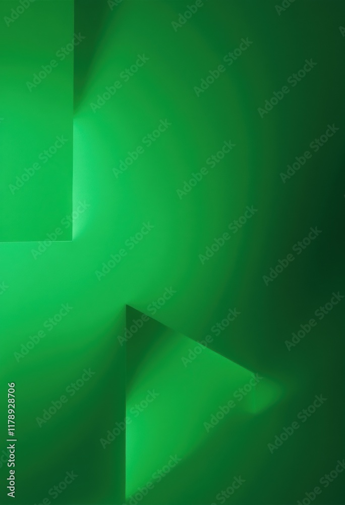Poster green wall with minimalist architecture and abstract shapes