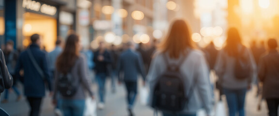person back blur Crowd on Busy Street