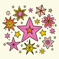 Obraz premium stars and flowers vector design elements for decoration