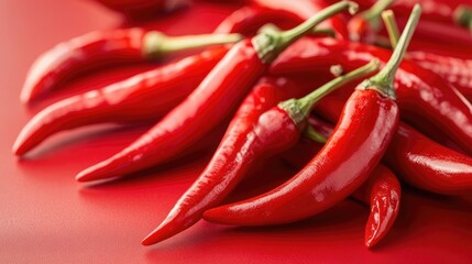 Close-up of a bright chili red backdrop with a matte finish, perfect for spicy and bold themes.