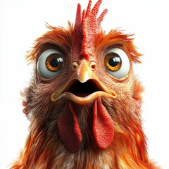 Surprised rooster close-up 
