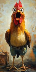 Surprised rooster close-up 