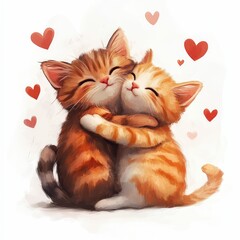 two cute kittens kissing