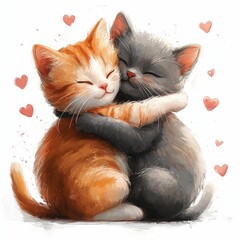 two cute kittens kissing