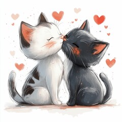 two cute kittens kissing