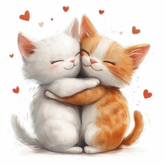 two cute kittens kissing