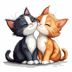 two cute kittens kissing