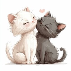 two cute kittens kissing