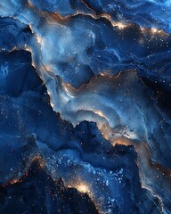 Abstract Blue Gold Marble Swirls Texture Design