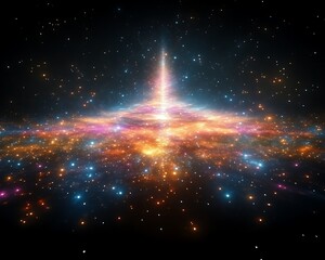 Cosmic energy burst, vibrant nebula.
