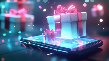 gift box on a laptop