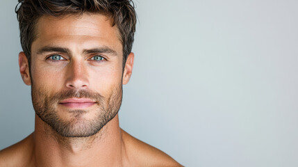 Fototapeta premium handsome man with striking blue eyes and charming smile