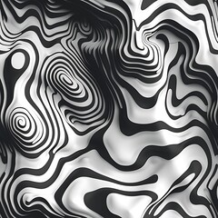 Obraz premium Abstract Black and White Swirling Wave Pattern Design